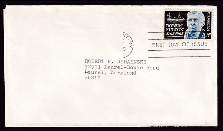 US #1270 ROBERT FULTON FIRST DAY COVER 1965 - Image 1 of 2