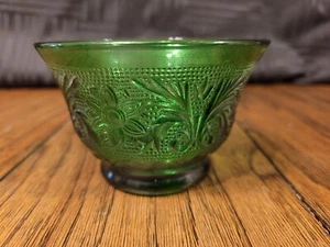 Anchor Hocking Forest Green Depression Sandwich Glass Custard, Berry, Fruit Bowl - Picture 1 of 5
