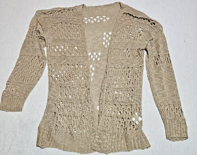 Mantón ligero abierto de punto tostado manga larga para mujer M Foto 1 de 4