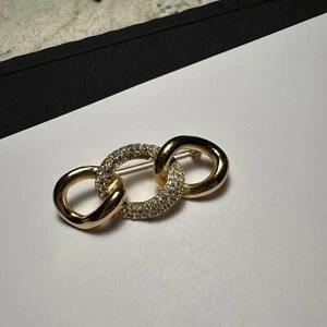 Signed Chr. Dior Gold Tone Brooch Pin Missing Rhinestones Christian Dior - Picture 1 of 11