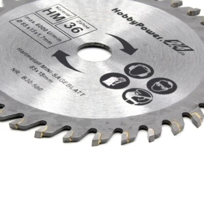 HM Sägeblatt 85x15mm Akku Kreissäge 12V 10,8V passend für Bosch und Makita