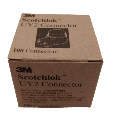 3M UY2 2 Wire Scotchlok Solid Butt Connector - 100 Piece NEW IN BOX - Image 1 of 4