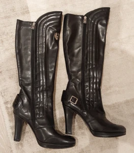 Belstaff Women's Black Leather Heeled Knee High Boots - Size EU 38 - Picture 1 of 21