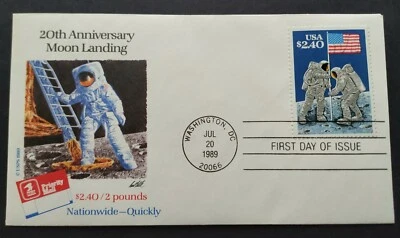 USA 1989 Space Astronaut 1st Moon Landing in 1969 1v Stamp FDC (official issue) - Image 1 of 3