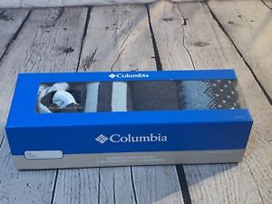 Columbia UNI-SEX 4 Pair Socks Gift Set Box size 4-10 cotton blend Blue/Gray