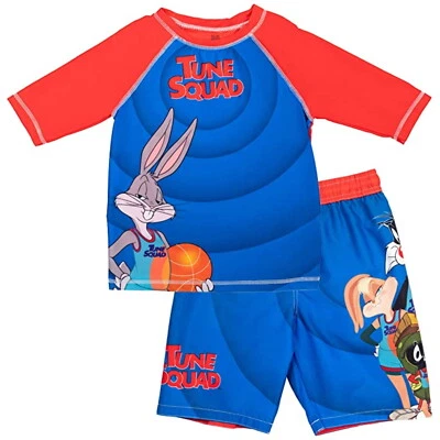 Looney Tunes Space Jam☆Boys Rash Guard & Swim Trunks Set☆3T, 5, 6, 7,8/10, 10/12 - Image 1 of 4