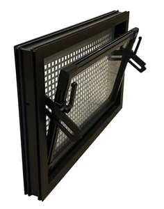 Kellerfenster braun 60 x 40 cm Einfachglas mit Gitter, Insektenschutz, Schrauben - Bild 1 von 3