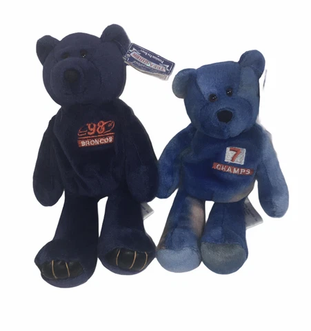 2 John Elway 7 NFL Beanie Bean Bag Bear Plush 8” w/tag Cover