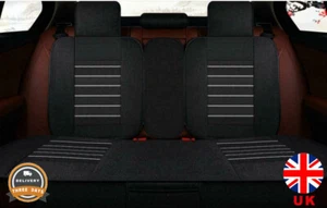 Coprisedili Auto Lino Grande Nero Consegna VELOCE UK Design Lusso Stock UK - Foto 1 di 4