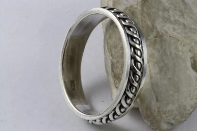 BANDRING  DREHBAR DREHRING FLECHTMUSTER BIKER 925 ECHT SILBER SILBERRING / 460 - Bild 1 von 4