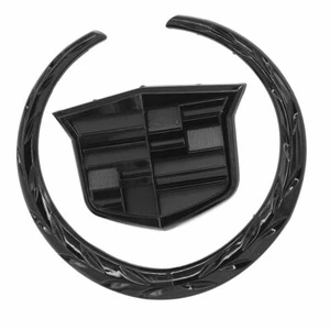 NEW For Cadillac REAR 4" Emblem Hood Badge BLACK Symbol Ornament 1PCS - Picture 1 of 4