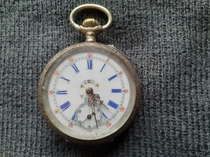 Antike Taschenuhr Schweiz 800er Silber, Remontoir, 10 Rubis - Bild 1 von 7