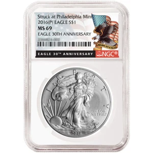 2016 (P) $1 1-oz American Silver Eagle NGC MS69 Black Label - Picture 1 of 1