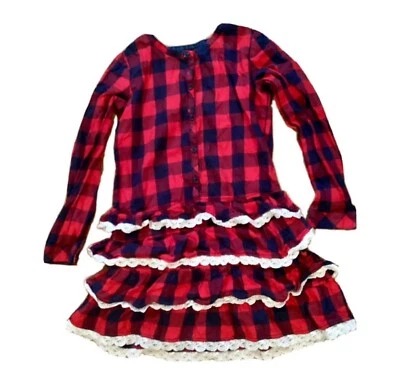Vestido de Navidad Hanna Andersson Niñas Azul Rojo A Cuadros Us Talla 10-12 Talla 140 Foto 1 de 4