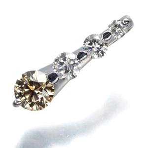 Brown & Clear Diamond 0.387ct/0.30ct Pendant 18K 750 White Gold - Picture 1 of 4