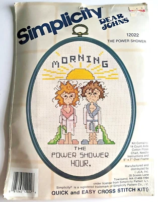 Kit de punto de cruz contado Simplicity Dear Johns The Power Shower 2022 con marco nuevo en paquete Foto 1 de 3