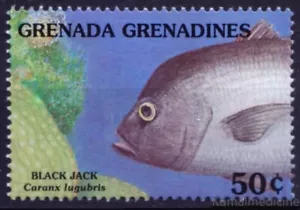 Grenada Grenadines 1991 MNH, Black Jack (Caranx lugubris), Marine Life, Fish - Picture 1 of 1