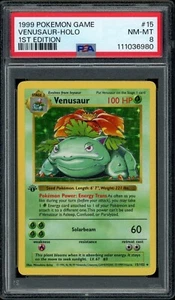 Pokemon PSA 8 Base Set 1st Edition Shadowless Venusaur 15/102 Near Mint 1999 - Picture 1 of 2