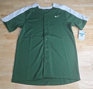 Nike Mens Size Medium Vapor Full Button Green White Baseball Jersey DM0773-342 - Picture 1 of 6