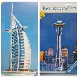 2 Puzzles 99P Ravensburger Jigsaw 'BURJ AL ARAB' and 'SPACE NEEDLE' Kids 3-6 NEW - Picture 1 of 22