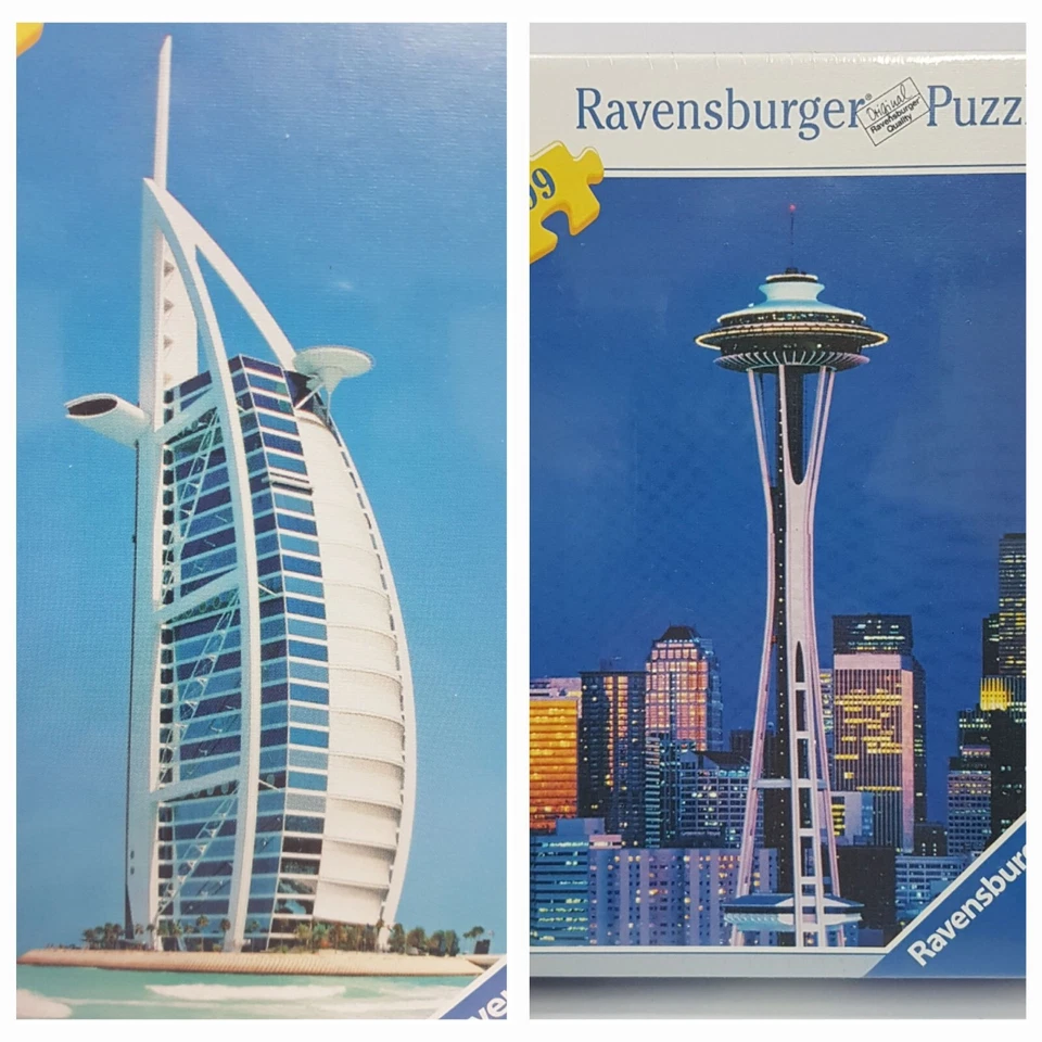 2 Puzzles 99P Ravensburger Jigsaw 'BURJ AL ARAB' and 'SPACE NEEDLE' Kids 3-6 NEW - Image 1 of 4