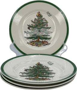 Spode Christmas Tree Dinner Plate England VTG Set of 4 - Picture 1 of 5