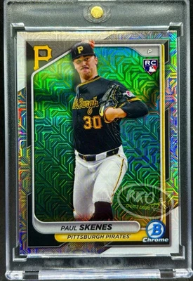 Paul Skenes RARO NOVATO RC MOJO REFRACTOR BOWMAN TARJETA DE INVERSIÓN SP PIRATAS COMO NUEVO Foto 1 de 4