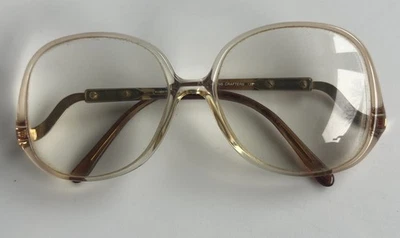Vintage LensCrafters Eye Glasses 70s 80s Ladies Transparent Light Amber Peach - Image 1 of 4