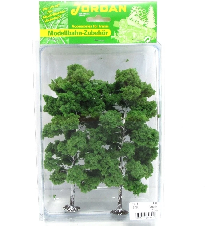 Spur H0 Jordan Modellbau  [1]  Laubbäume Birken 18 cm fertig beflockt 2 Stück  - - Bild 1 von 1