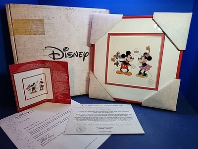 Disney Mickey & Minnie, I Love You Edición Limitada Sericel Enmarcado con Certificado de Autenticidad y Caja Foto 1 de 4