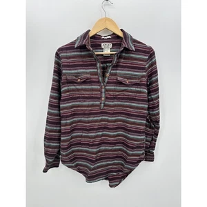 Ariat Damen lila gestreifter Pullover Tunika Flanell Größe M Relaxed Freizeit Western - Bild 1 von 7