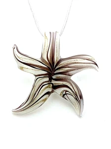 Lampwork Glass Sea Star Pendant/Ornament with 17-18.5" Silver Braided Cord - Picture 1 of 1