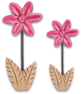 Deko Blume Aufsteller Pink Sternförmig Holz Frühling Sommer 23cm oder 17cm - Bild 1 von 1