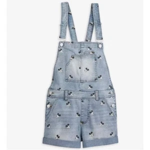 Disney Parks Mickey Mouse Denim Jean Short Overalls Size L (Juniors) Vacation - Picture 1 of 12