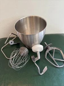 Kenwood Chef Mixer Stainless Steel Bowl 7 Qt #15000 W/4 Attachments Preowned - Picture 1 of 17