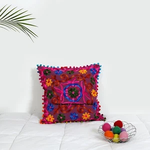 INDIEN 16" EMBROIDERY SUZANI CUSHION COVER SHAM VINTAGE EMBROIDERED PILLOW CASE - Picture 1 of 4