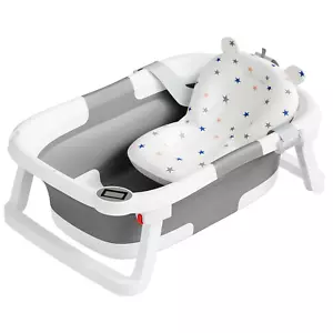 Bañera Plegable para Bebé,Bañera para Bebé con Cojín Suave y Termómetro,Bañera para Bebé - Imagen 1 de 12