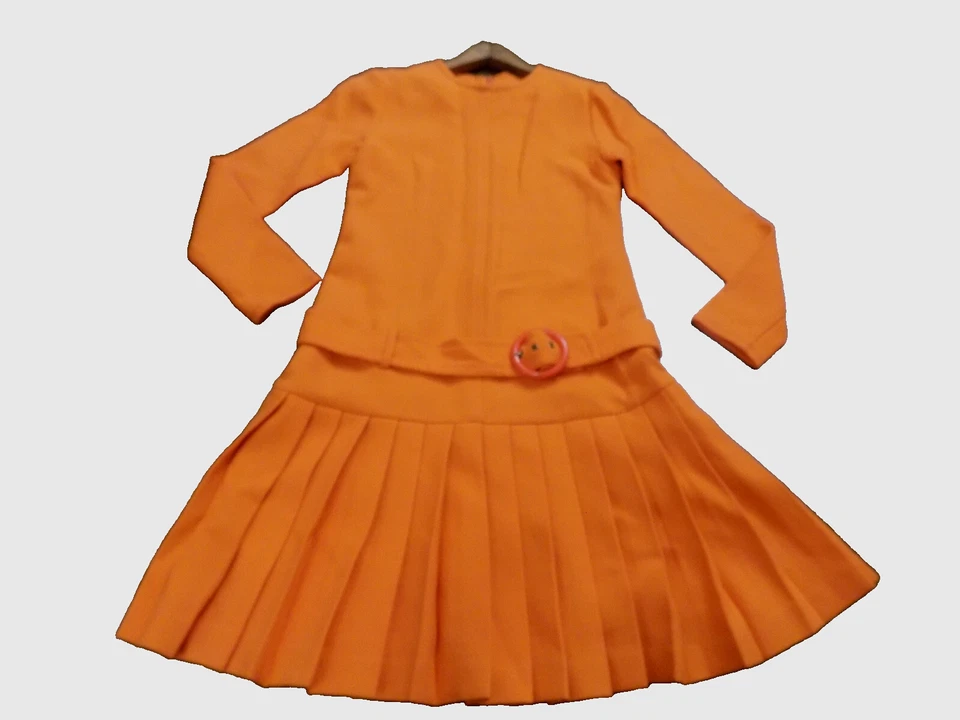 Винтажный Yves Saint Laurent Encore 100% шерсти падение талии плиссированные юбки оранжевый платье 4 - Изображение 1 из 4