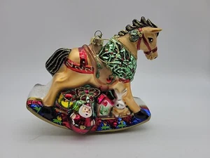 Fitz & Floyd grande cavallo a dondolo in vetro soffiato decorazione natalizia - Foto 1 di 7