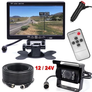 Heavy Duty Reverse Camera 7" Monitor Rear View Kit for 12V-24V Truck Caravan Bus - Picture 1 of 23