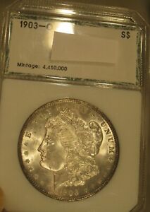 1903 O Morgan silver dollar- BU, RARE, PCI Green 10 digit code, 4727