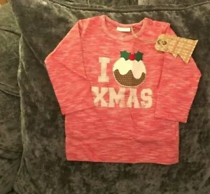 NEXT BOY OR GIRL 6-9 MONTHS CHRISTMAS PUDDING LONG SLEEVED TOP 100% COTTON - Picture 1 of 3