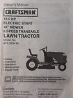 Sears Craftsman 18.0 h.p 42 Lawn Tractor & Mower Owner & Parts Manual 917.272410
