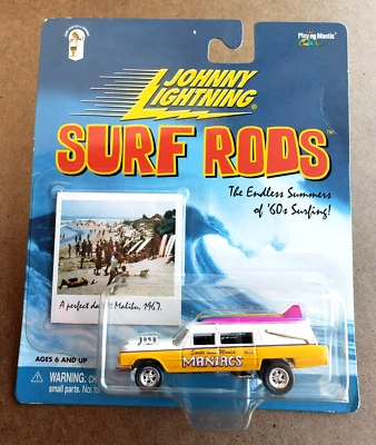 Johnny Lightning 2000 coche fúnebre Santa Monica Maniacs cañas de surf amarillas 1:64 Foto 1 de 4