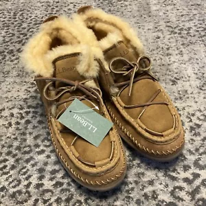 LL Bean Men's Wicked Good Lodge Chukkas Size 11 Sherpa Shearling Moc Brown NWT - Picture 1 of 23
