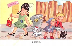 Cpa Humour Enfants Orgueil Illustrateur Edit Noyer - Picture 1 of 2