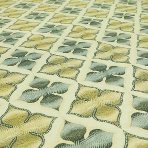 Grey Yellow Spade Floral Geometric Chenille Upholstery Curtains Cushions Fabric - Picture 1 of 5