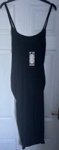 Boohoo Maternity Strappy Rib Bodycon Midi Dress Black Size 12 - Picture 1 of 4