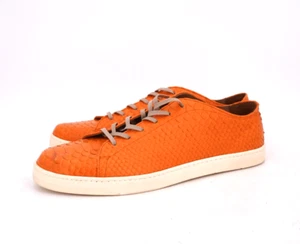 NUEVO | $975 GEORGE CLEVERLEY JACK ZAPATILLA BAJA COSIDA A MANO UK 10 US 11 NARANJA PITÓN - Imagen 1 de 19