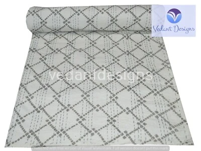 Colcha de algodón con estampado de bloques Kantha vintage india Ralli Gudari Foto 1 de 4